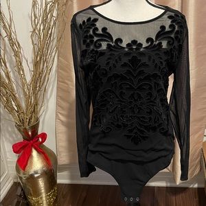 INC Black Sheer BodySuit